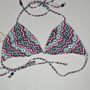 NWT Shoshanna colorful geometric print string bikini top size C/D.